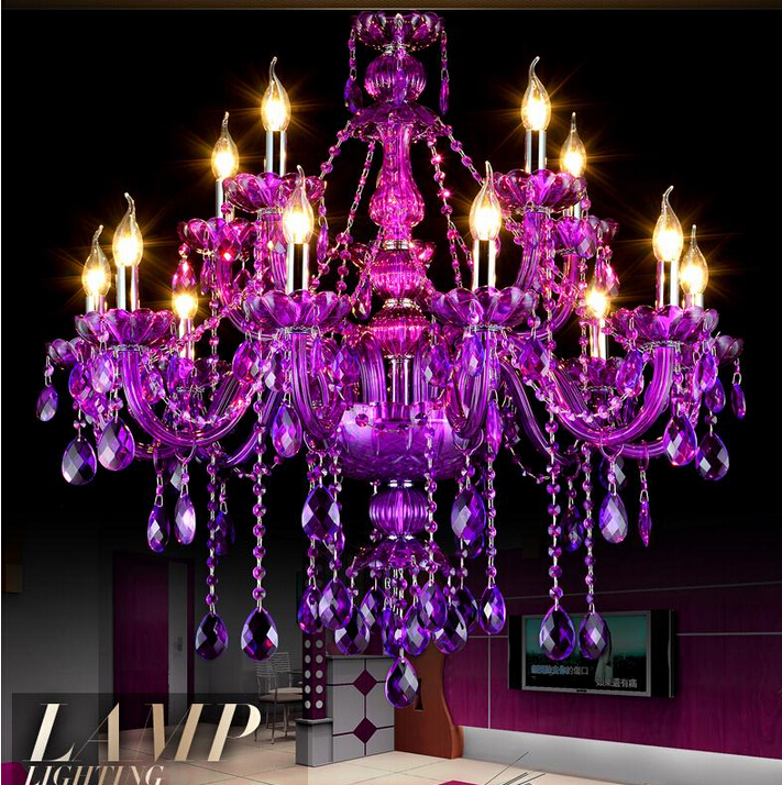 new arrival factory direct selling purple crystal chandelier traditional glass arm 6l/8l/12+6l crystal chandelier