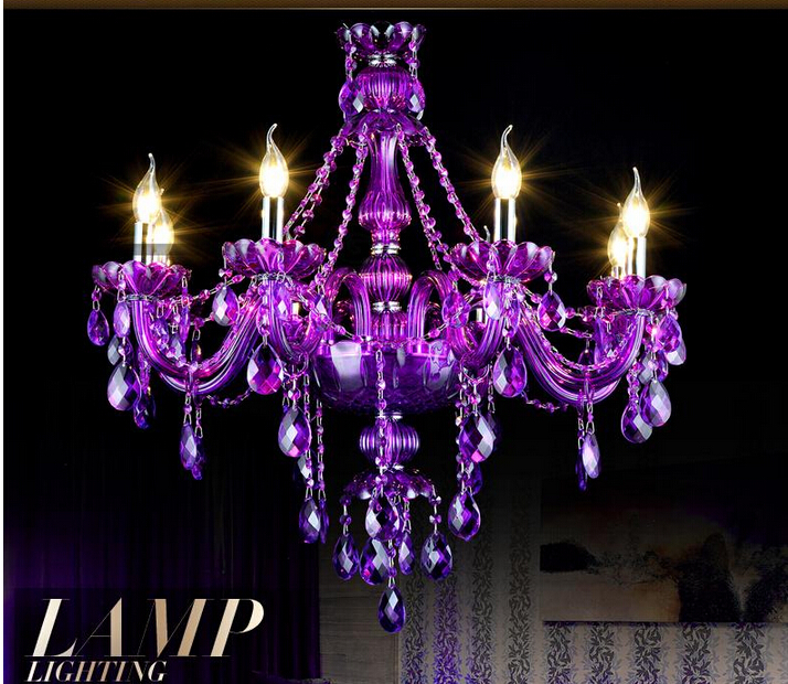 new arrival factory direct selling purple crystal chandelier traditional glass arm 6l/8l/12+6l crystal chandelier