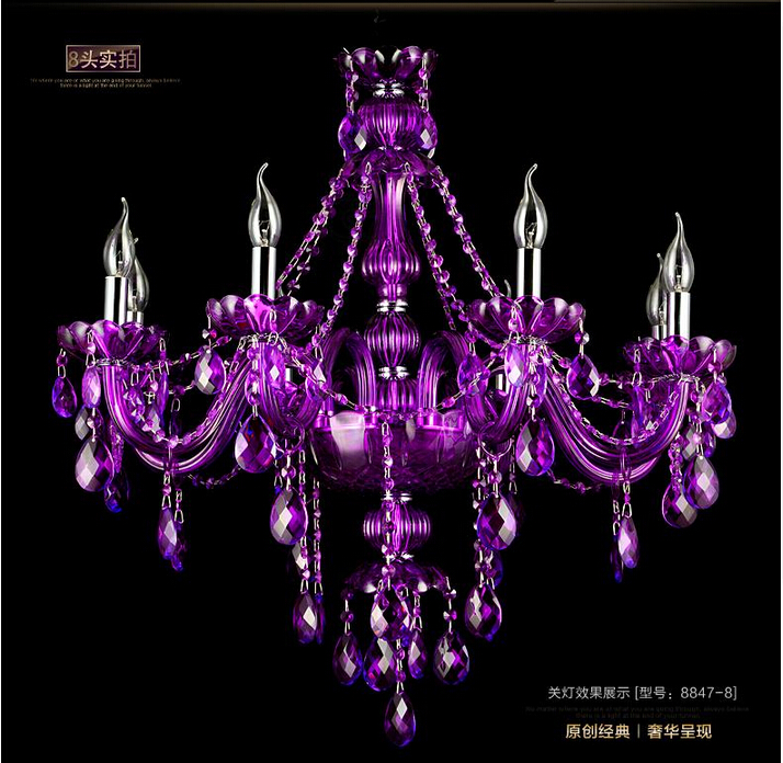 new arrival factory direct selling purple crystal chandelier traditional glass arm 6l/8l/12+6l crystal chandelier