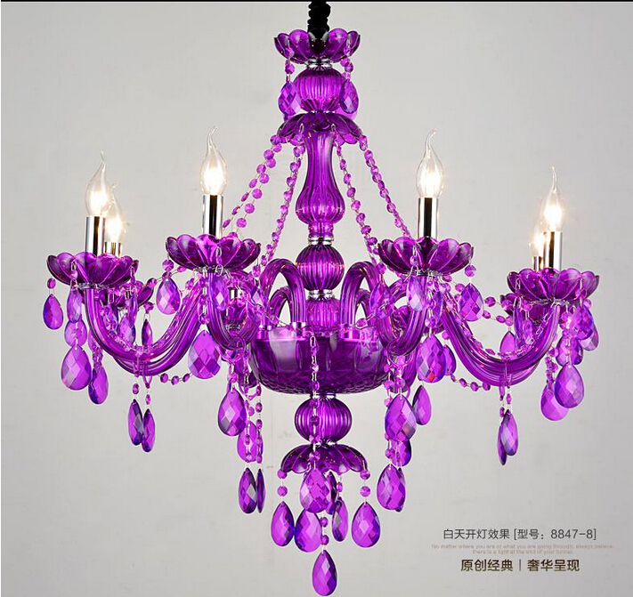 new arrival factory direct selling purple crystal chandelier traditional glass arm 6l/8l/12+6l crystal chandelier