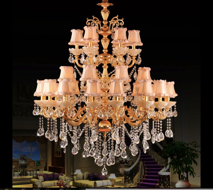 new arrival gold l16+8+6 dia 1080*h1300mm classic crystal chandelier foyers light,luxury crystal lamp ac