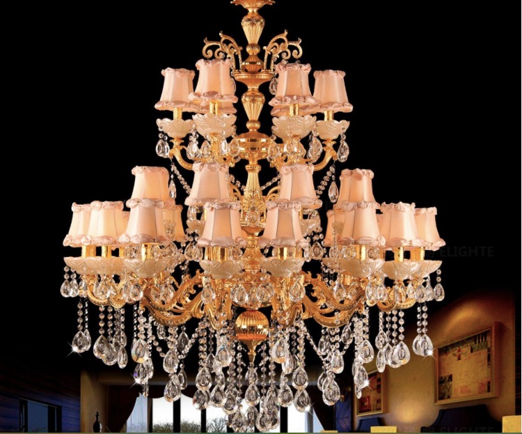 new arrival gold l16+8+6 dia 1080*h1300mm classic crystal chandelier foyers light,luxury crystal lamp ac