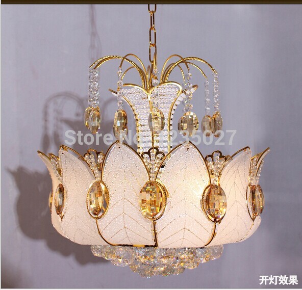 new arrival golden chandelier crystal lamp bedroom balcony living room led lotus crystal chandelier crystal lamp d550mm h450mm