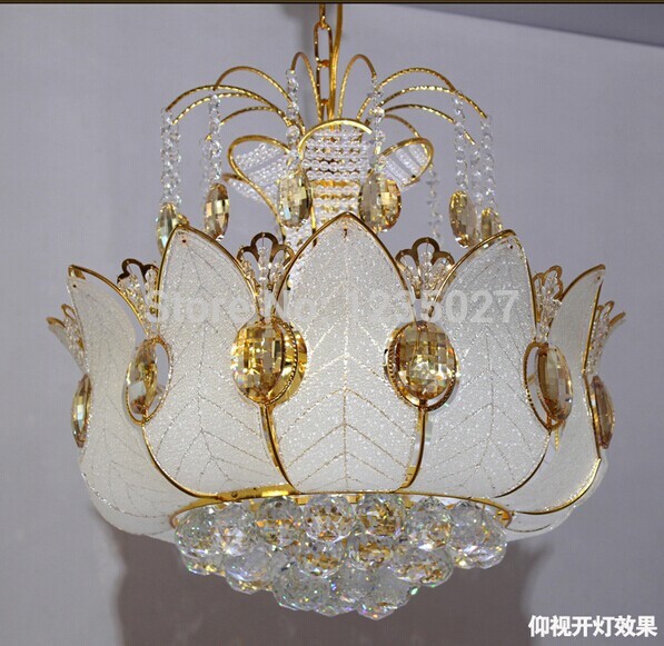 new arrival golden chandelier crystal lamp bedroom balcony living room led lotus crystal chandelier crystal lamp d550mm h450mm