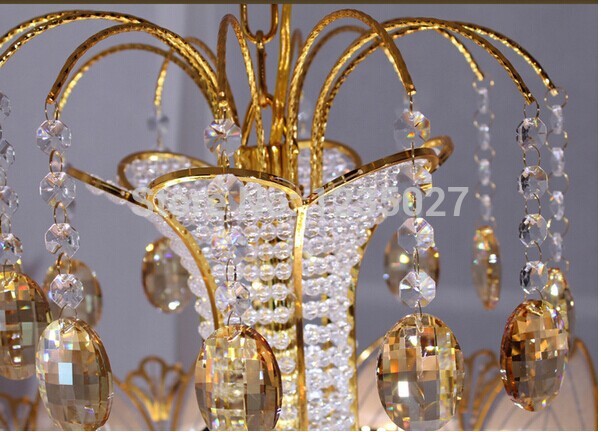 new arrival golden chandelier crystal lamp bedroom balcony living room led lotus crystal chandelier crystal lamp d550mm h450mm