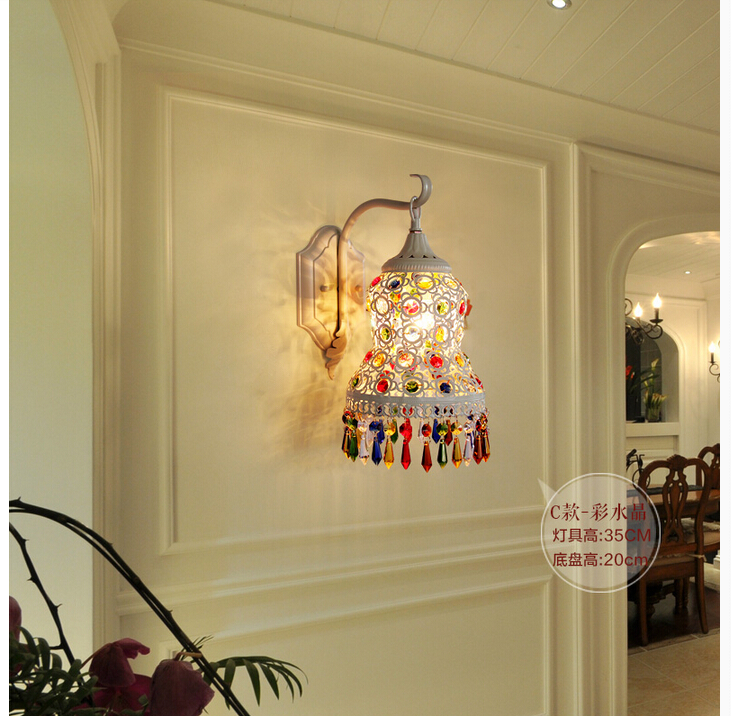 new arrival h33cm tiffany wall lamp european bedroom lamp color crystal sconce lams luminaria e27 110-240v ac guaranteed