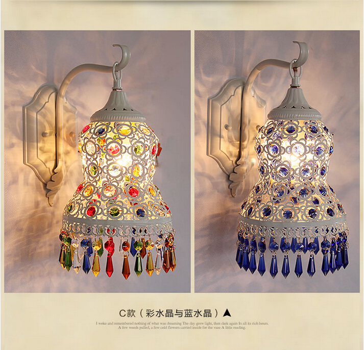 new arrival h33cm tiffany wall lamp european bedroom lamp color crystal sconce lams luminaria e27 110-240v ac guaranteed