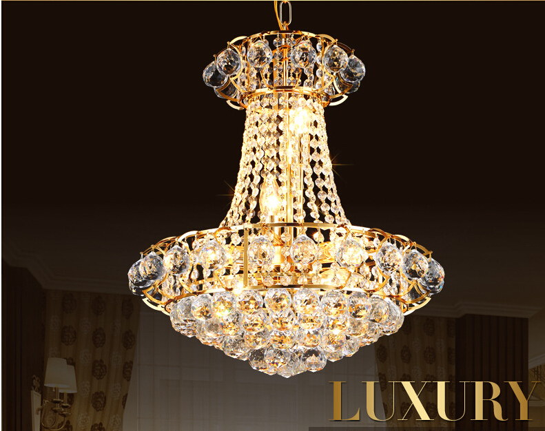 new arrival modern golden crystal golden light fixture k9 crystal pendant lamp suspension chandelier ac guaranteed