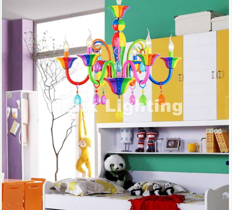 new arrival multi-colored chandelier e14 art glass lights for modern bar restaurant bedrooms shopping mall children lighting