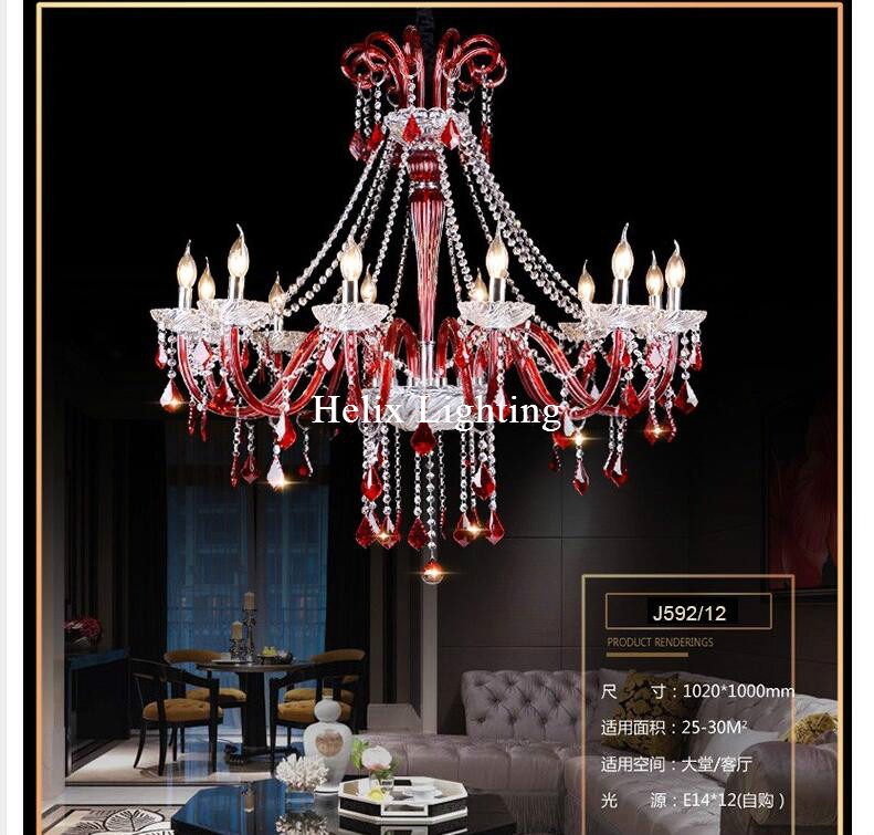 new arrival red crystal chandelier chandelier lustres de cristal decoration modern clear crystal ac chandelier home lighting