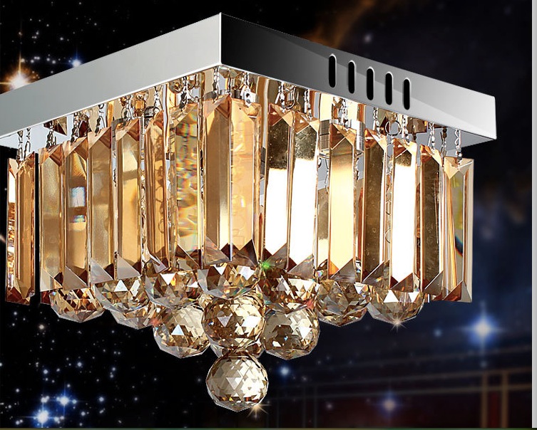 new arrival square led crystal ceiling lamp 3w fixture champagne ceiling light lighting lamp flush mount guaranteed