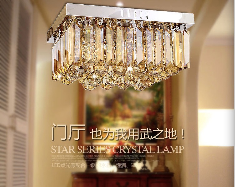 new arrival square led crystal ceiling lamp 3w fixture champagne ceiling light lighting lamp flush mount guaranteed