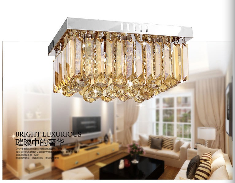 new arrival square led crystal ceiling lamp 3w fixture champagne ceiling light lighting lamp flush mount guaranteed