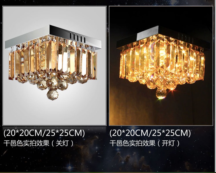 new arrival square led crystal ceiling lamp 3w fixture champagne ceiling light lighting lamp flush mount guaranteed