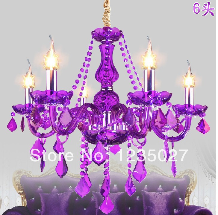 new design suspension lighting modern foyer chandelier shinning purple color sy3027/6l d580mm h600mm