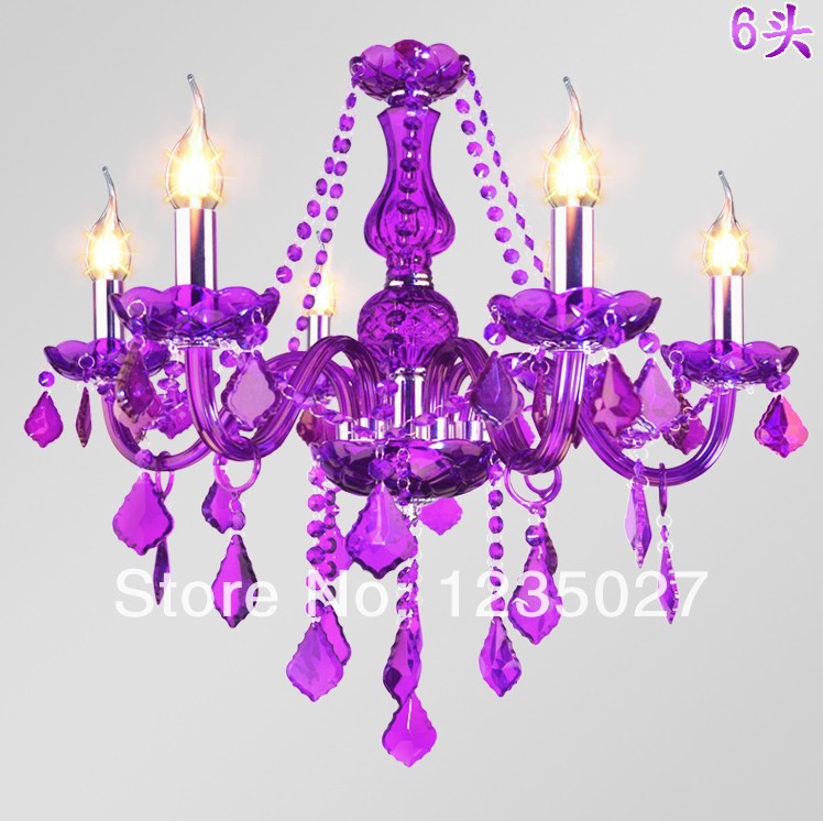 new design suspension lighting modern foyer chandelier shinning purple color sy3027/6l d580mm h600mm