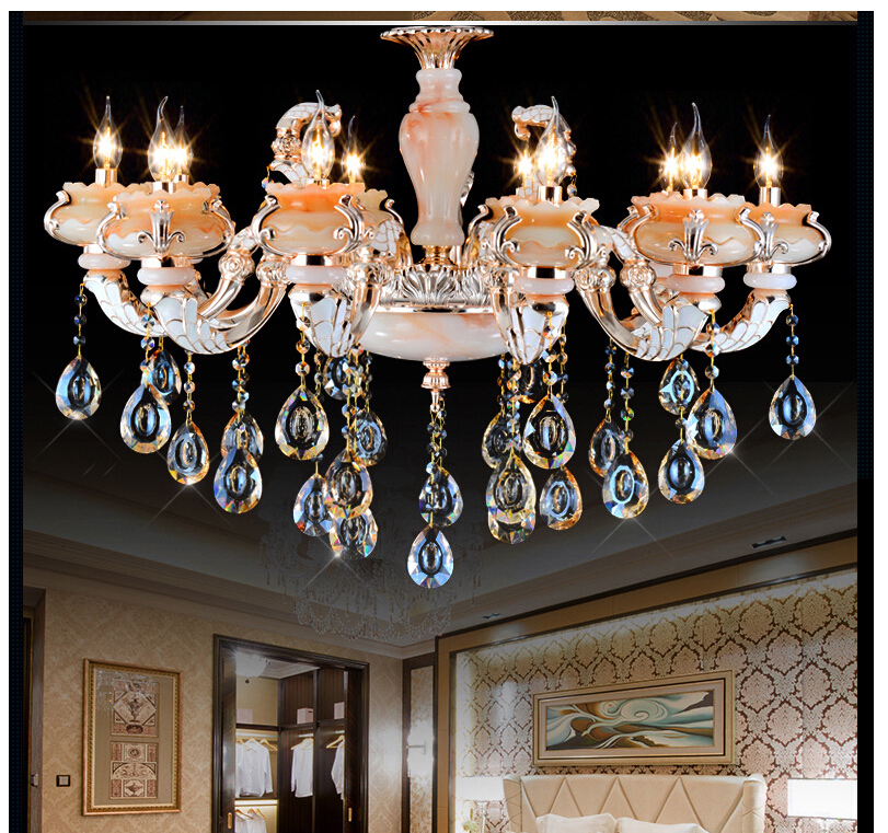 new fashion chandelier modern crystal chandelier jade clear glass lighting e14 led chandelier ac 100 guaranteed