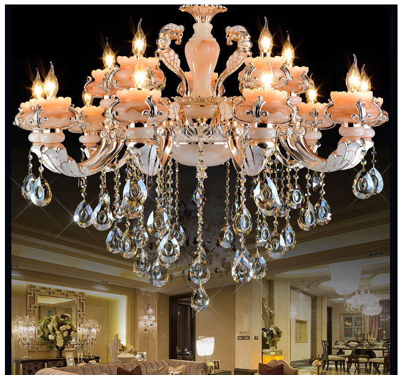 new fashion chandelier modern crystal chandelier jade clear glass lighting e14 led chandelier ac 100 guaranteed