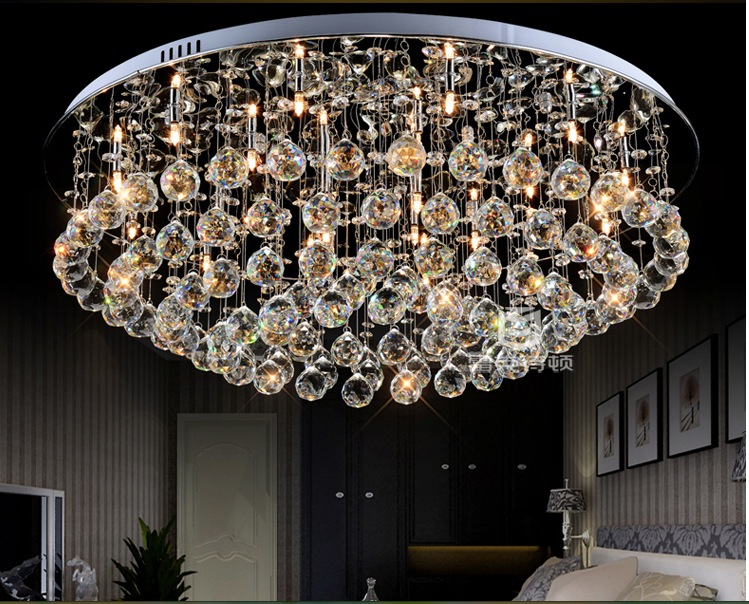 new modern crystal ceiling light bedroom living room luminaire round crystal lamp led lights lighting