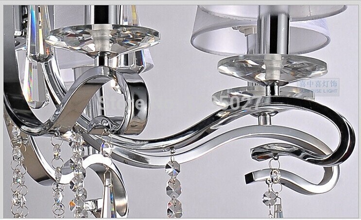 new modern crystal chandelier with white fabric shadeguaranteed +fast ! 6*40w sy4282/6l