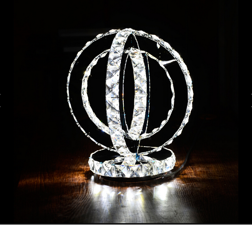 new modern led round crystal table lamp diamond ring desk light beside lighting d340mm h300mm