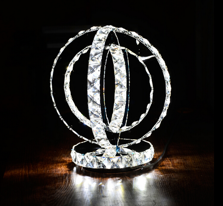 new modern led round crystal table lamp diamond ring desk light beside lighting d340mm h300mm