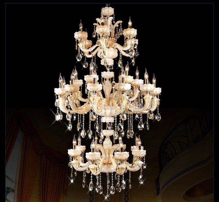 newly 32l d1050mm crystal lamps modern crystal chandelier led ac big el crystal chandeliers luxury hall chandelier