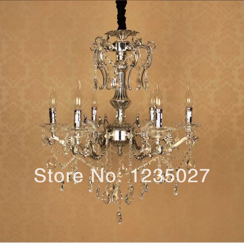 newly 6 lights gorgeous silver vintage crystal chandelier lamp fast sy4016/6l d630mm h680mm