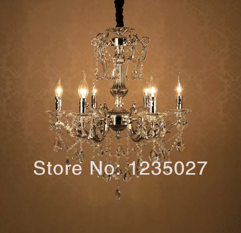 newly 6 lights gorgeous silver vintage crystal chandelier lamp fast sy4016/6l d630mm h680mm