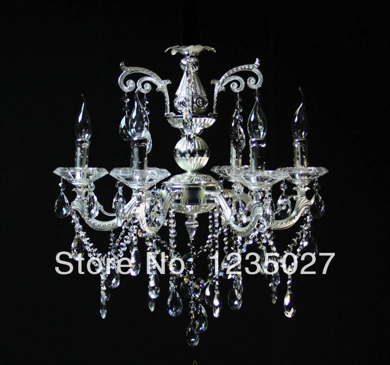 newly arrival satin silver crystal chandelier elegant 6-light fabric crystal chandelier sy4012/6l