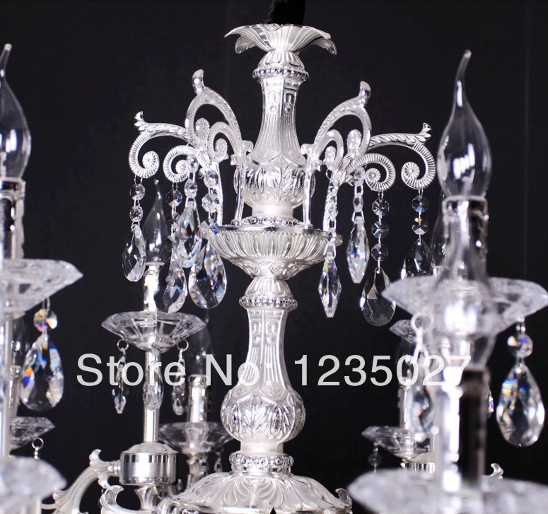 newly arrival satin silver crystal chandelier elegant 6-light fabric crystal chandelier sy4012/6l