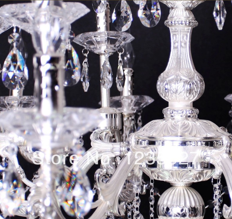 newly arrival satin silver crystal chandelier elegant 6-light fabric crystal chandelier sy4012/6l