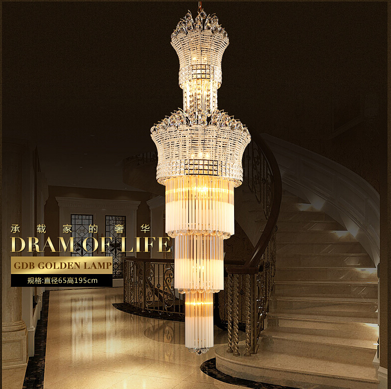 newly big crystal chandelier led candle holder lamps modern long large chandeliers villa living room hanging light