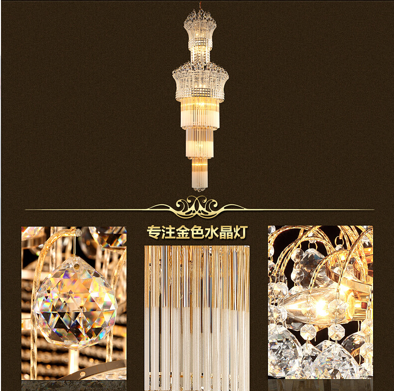 newly big crystal chandelier led candle holder lamps modern long large chandeliers villa living room hanging light