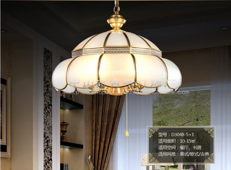 newly brass candle chandelier ac90-260v d500mm lamps glass lampshade copper material chandelier big size living room chandelier