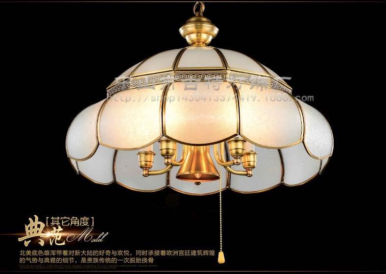 newly brass candle chandelier ac90-260v d500mm lamps glass lampshade copper material chandelier big size living room chandelier