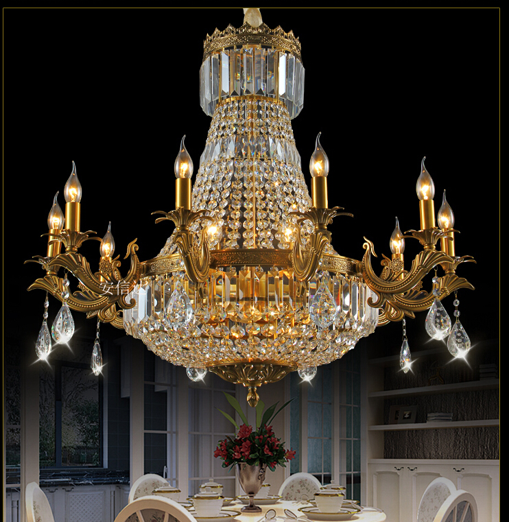 newly brass color crystal chandelier lamp crystal lustre bronze finish light fixture villa cristal lighting ac guaranteed