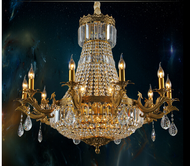 newly brass color crystal chandelier lamp crystal lustre bronze finish light fixture villa cristal lighting ac guaranteed