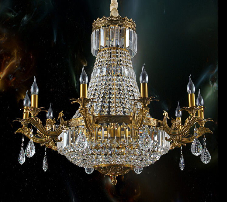 newly brass color crystal chandelier lamp crystal lustre bronze finish light fixture villa cristal lighting ac guaranteed