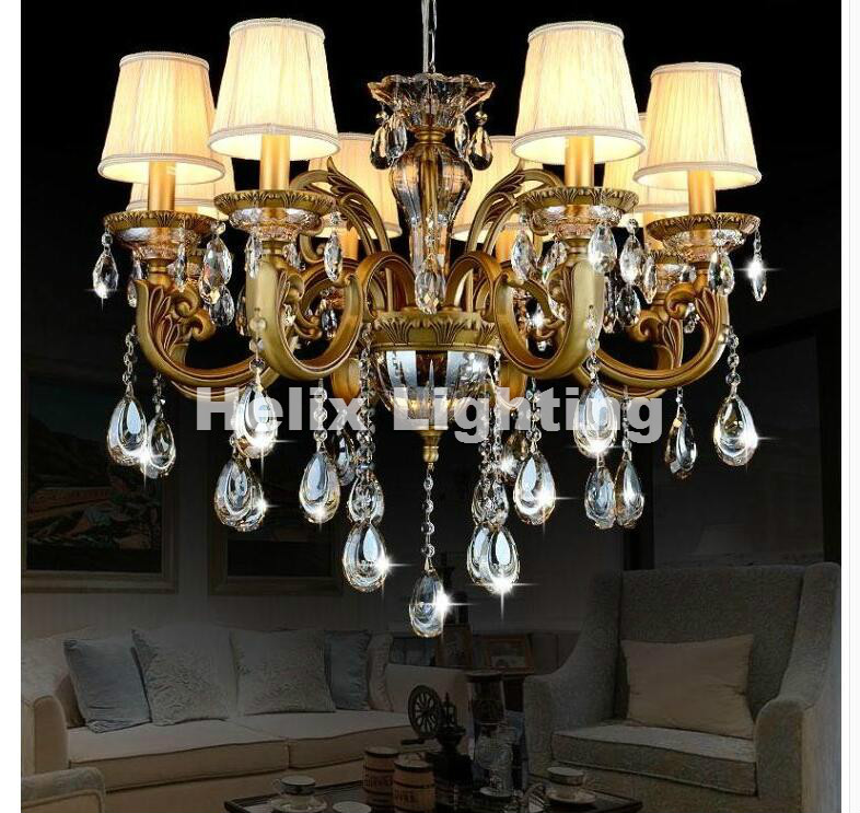 newly bronze crystal chandelier light fixture antique brass luxurious crystal lustre lamp led brass finished color chandelier