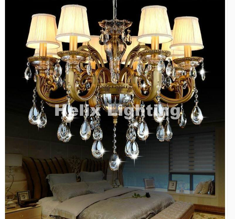 newly bronze crystal chandelier light fixture antique brass luxurious crystal lustre lamp led brass finished color chandelier