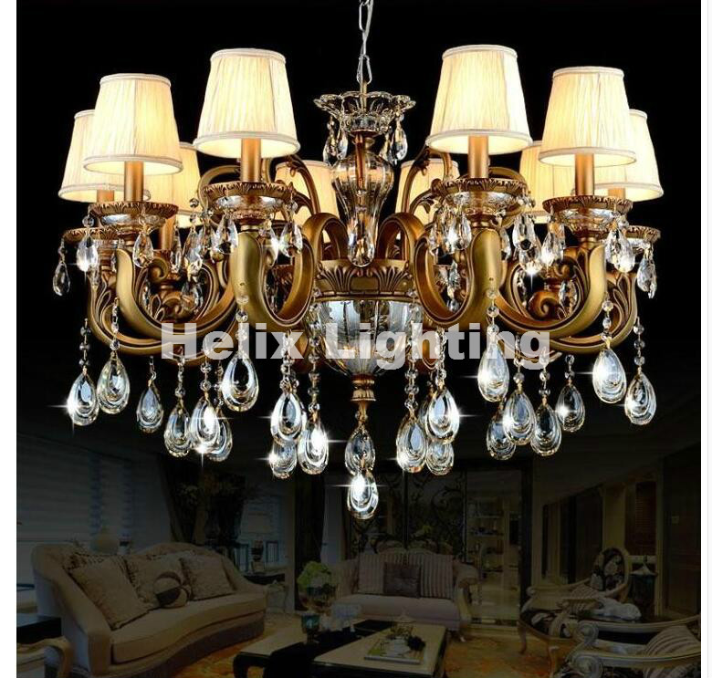 newly bronze crystal chandelier light fixture antique brass luxurious crystal lustre lamp led brass finished color chandelier