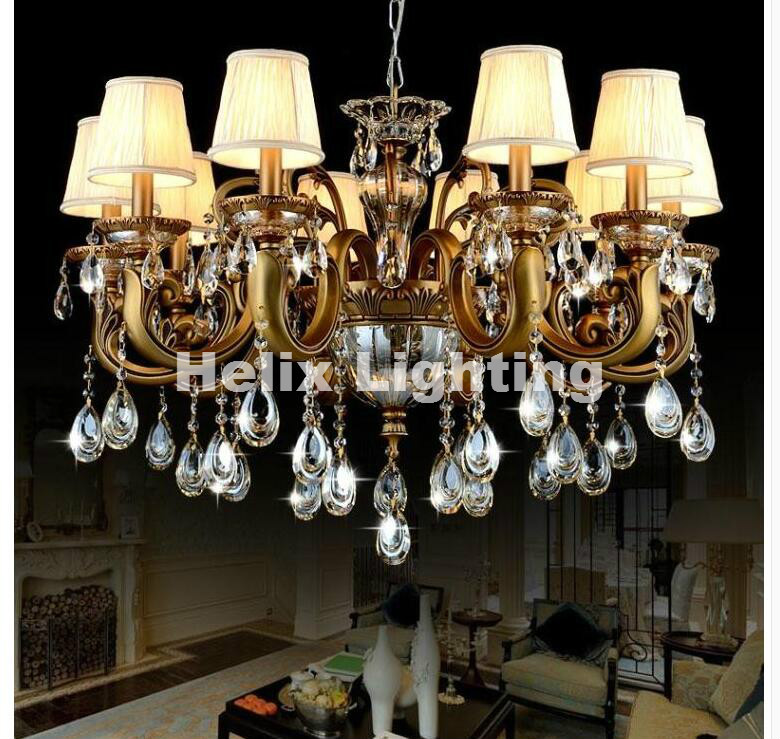 newly bronze crystal chandelier light fixture antique brass luxurious crystal lustre lamp led brass finished color chandelier