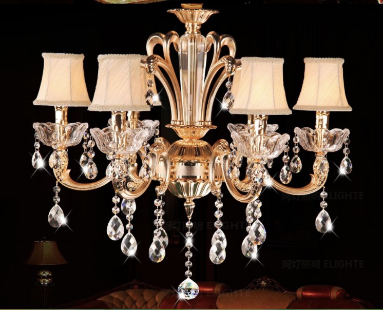 newly classic 6 arms and 8 arms gold crystal chandelier lighting fixture lustre crystal hanging lamp pendant