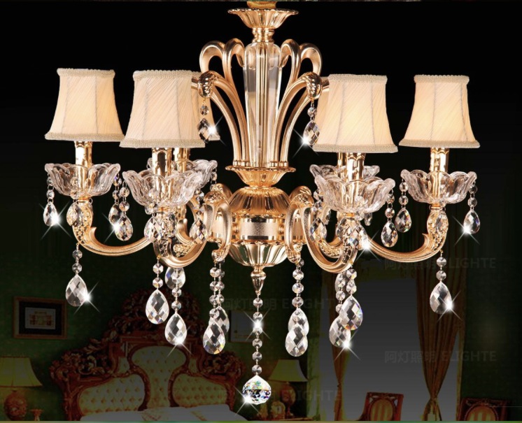 newly classic 6 arms and 8 arms gold crystal chandelier lighting fixture lustre crystal hanging lamp pendant