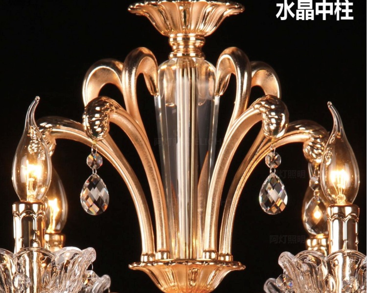 newly classic 6 arms and 8 arms gold crystal chandelier lighting fixture lustre crystal hanging lamp pendant