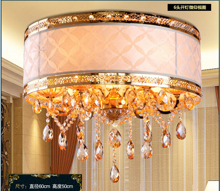 newly golden crystal chandeliers k9 modern fabric led modern chandelier home living lighting d500mm 4l/d600mm6l two sizes