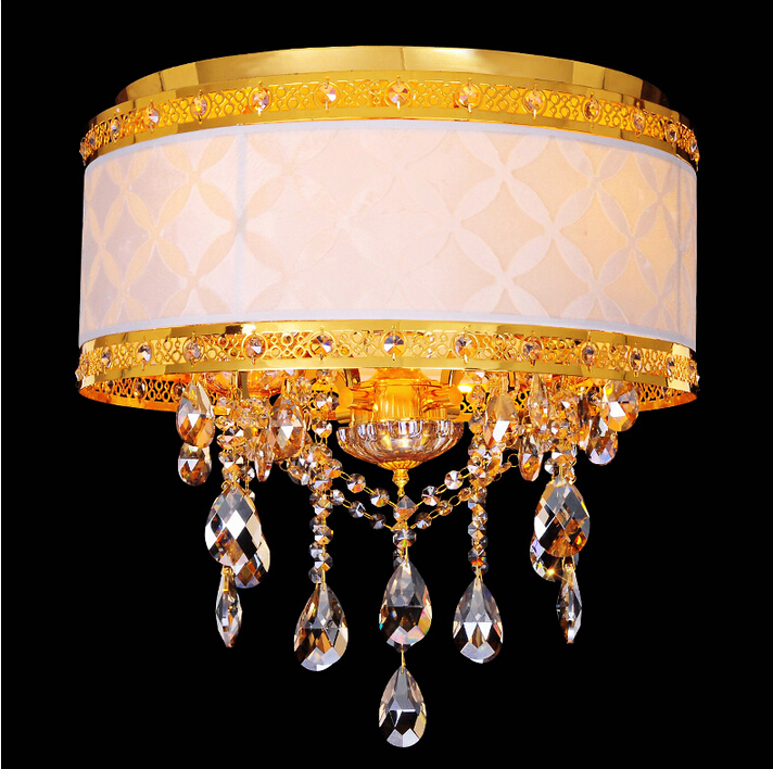 newly golden crystal chandeliers k9 modern fabric led modern chandelier home living lighting d500mm 4l/d600mm6l two sizes