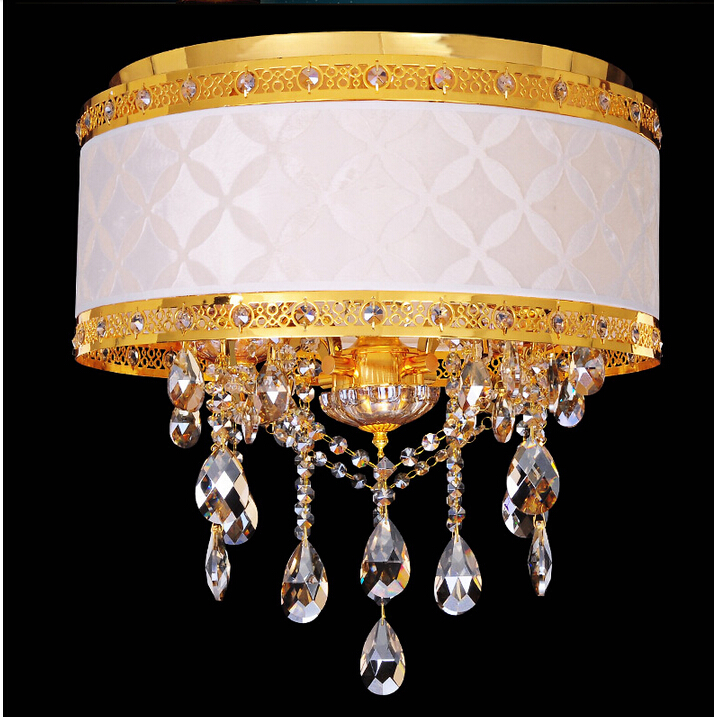 newly golden crystal chandeliers k9 modern fabric led modern chandelier home living lighting d500mm 4l/d600mm6l two sizes