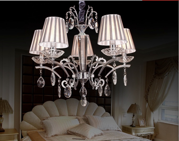 newly indoor chandelier with crystal pendants home ceiling 5l d640mm h530mm ivory shades iron chandelier